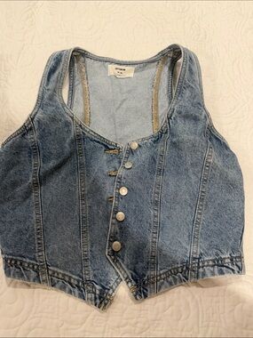 Cotton On Light Blue Denim Crop Vest